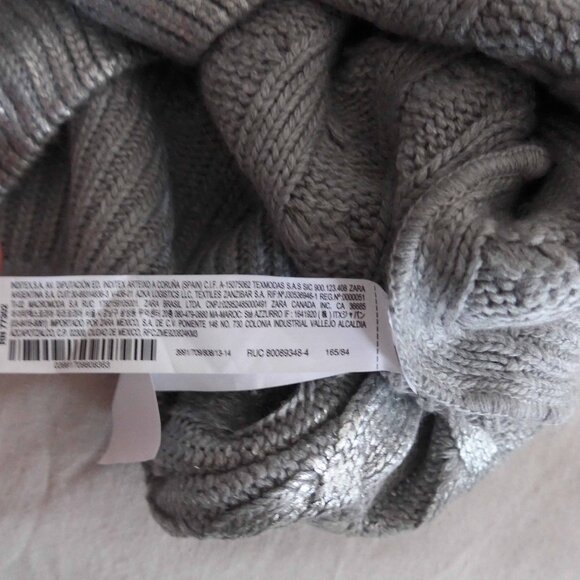 NWOT Zara Girls 13-14 Silver Cropped Cableknit Sweater - Picture 9 of 11